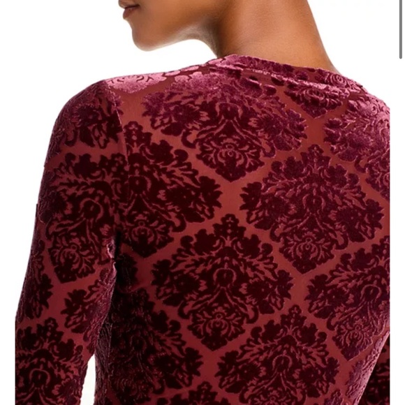 PAIGE Chellle Velvet Burnout Long Sleeve Crewneck Top NWT NEW Bloomingdale’s XS - Picture 7 of 10